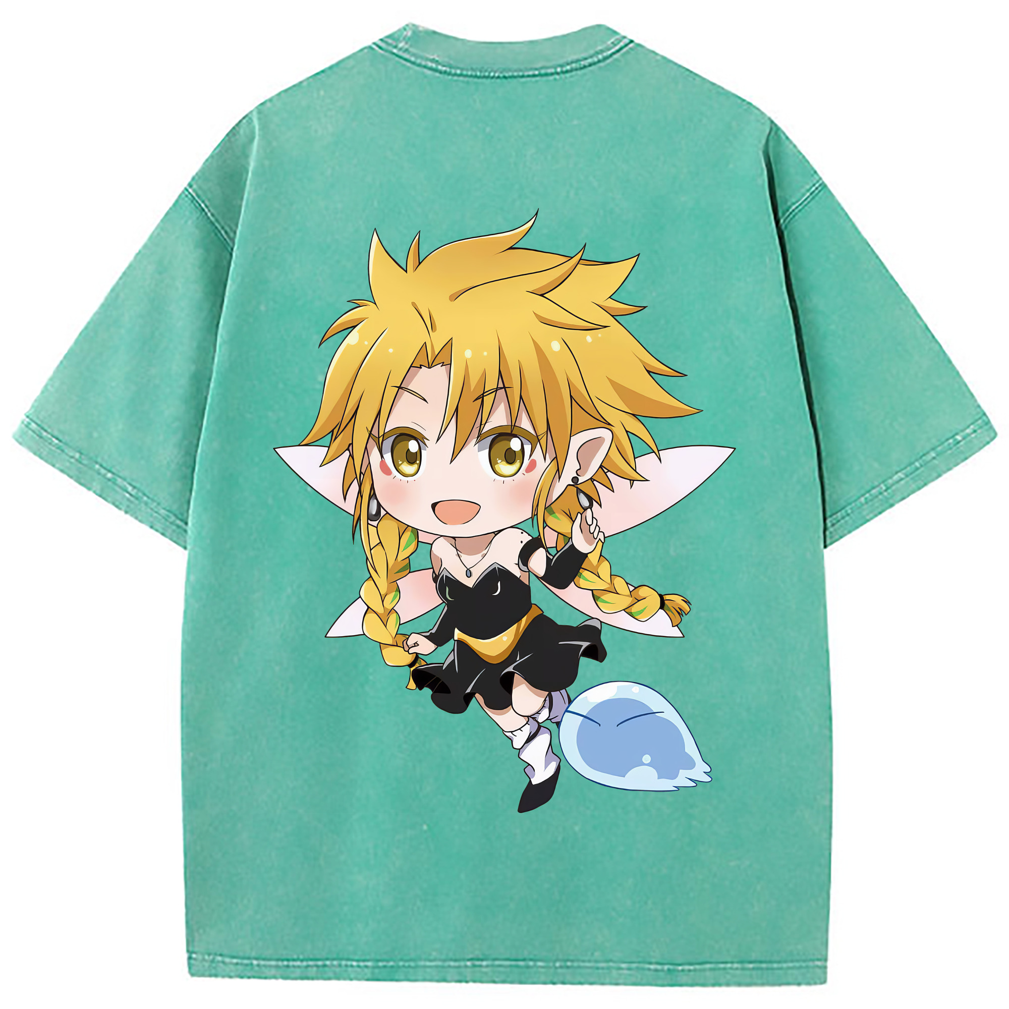 （画像用） 転スラ Regarding Reincarnated to Slime 綿100% ヴィンテージ風 半袖Tシャツ（背面プリント）